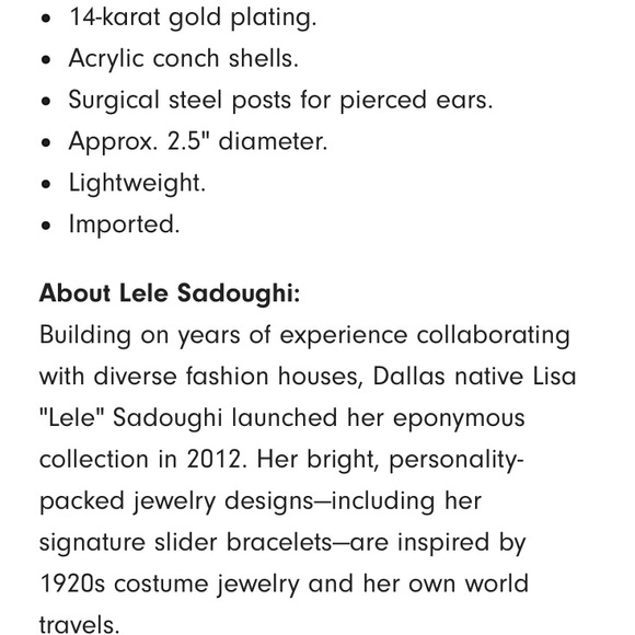 $165 Lele Sadoughi Conch Shell Hoop Earrings, White